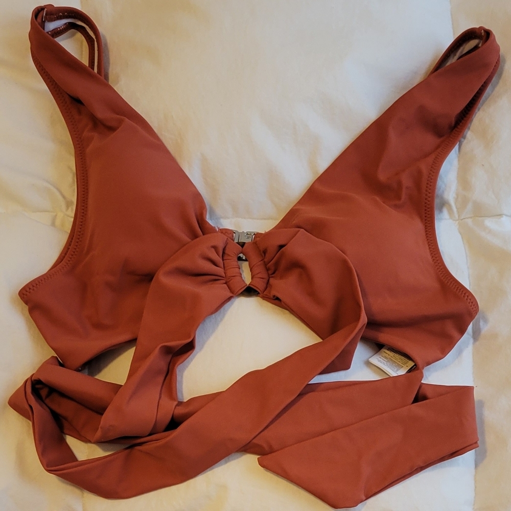 Burnt Orange Stylish O-Ring Bikini - Picture 5 of 10